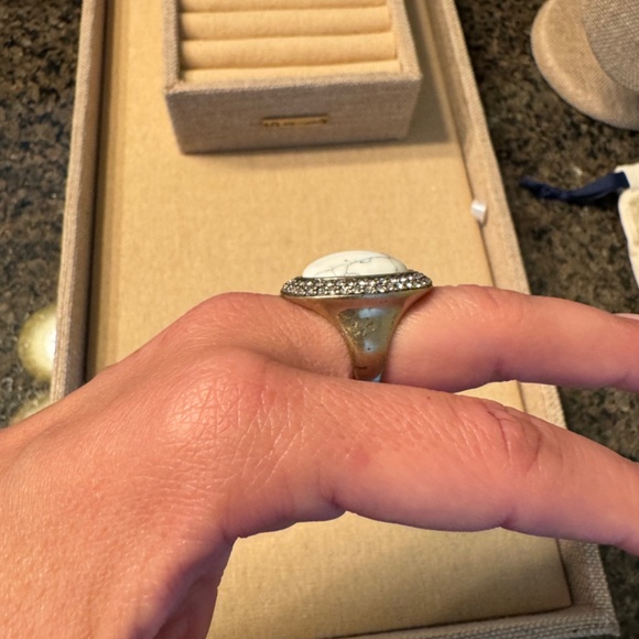 Howlite + Pave Oval Ring - Picture 5 of 5